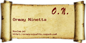 Ormay Ninetta névjegykártya